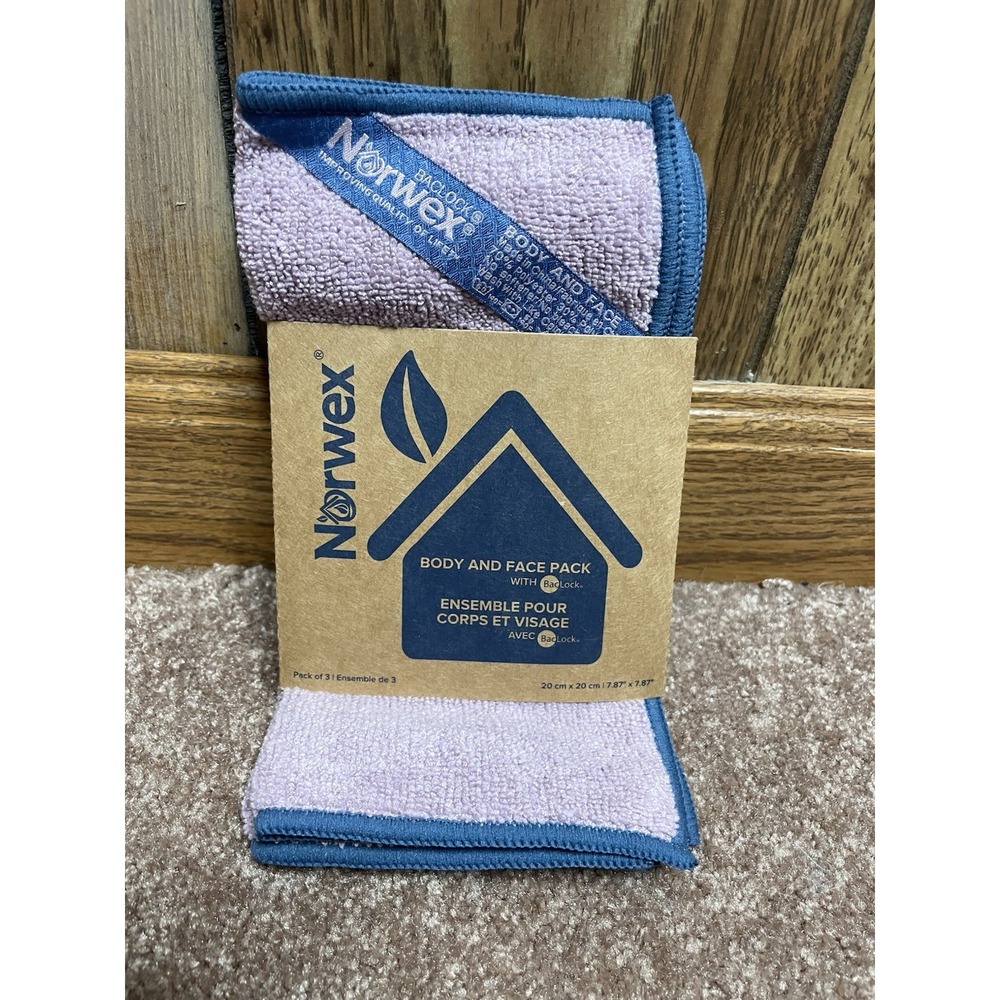 Norwex Mini Body & Face Microfiber Cloth Purple 3 Pack Washcloth